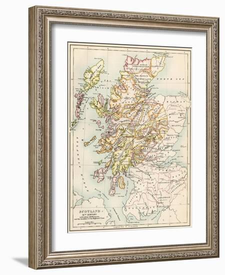 Map of Scotland in the 1520s, Showing Territories of the Highland Clans--Framed Giclee Print