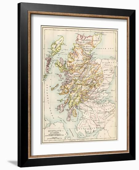 Map of Scotland in the 1520s, Showing Territories of the Highland Clans-null-Framed Giclee Print