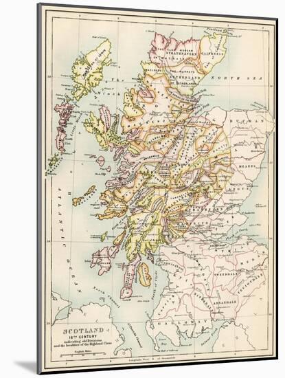 Map of Scotland in the 1520s, Showing Territories of the Highland Clans-null-Mounted Giclee Print