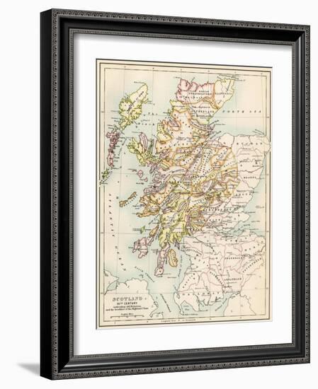 Map of Scotland in the 1520s, Showing Territories of the Highland Clans-null-Framed Giclee Print