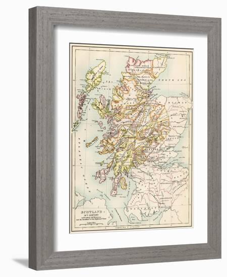 Map of Scotland in the 1520s, Showing Territories of the Highland Clans-null-Framed Premium Giclee Print