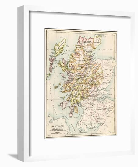 Map of Scotland in the 1520s, Showing Territories of the Highland Clans-null-Framed Premium Giclee Print