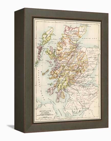 Map of Scotland in the 1520s, Showing Territories of the Highland Clans-null-Framed Premier Image Canvas