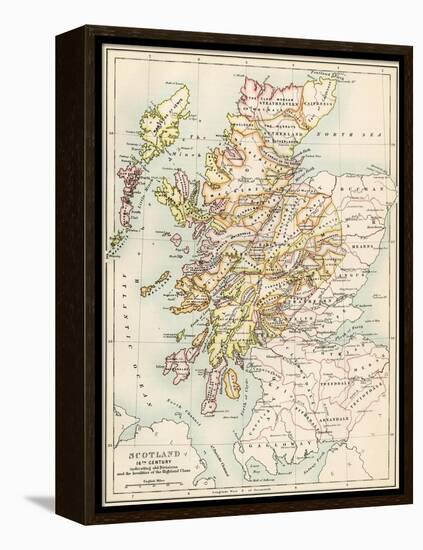 Map of Scotland in the 1520s, Showing Territories of the Highland Clans-null-Framed Premier Image Canvas