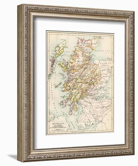 Map of Scotland in the 1520s, Showing Territories of the Highland Clans--Framed Giclee Print