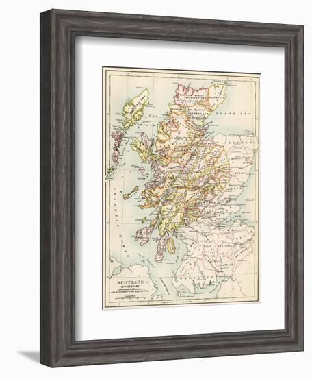 Map of Scotland in the 1520s, Showing Territories of the Highland Clans--Framed Giclee Print