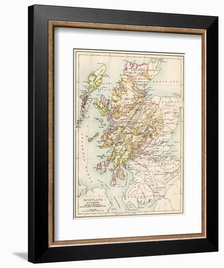 Map of Scotland in the 1520s, Showing Territories of the Highland Clans-null-Framed Giclee Print