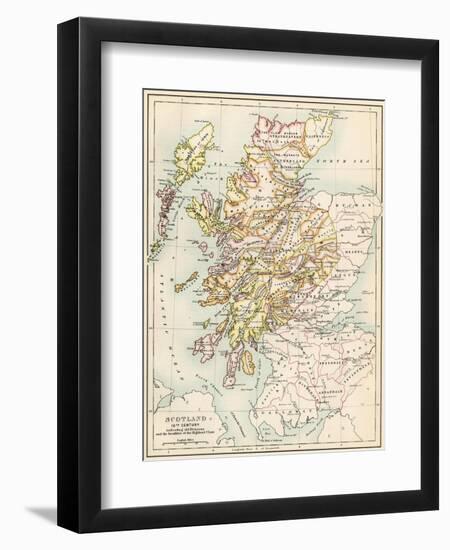 Map of Scotland in the 1520s, Showing Territories of the Highland Clans--Framed Giclee Print