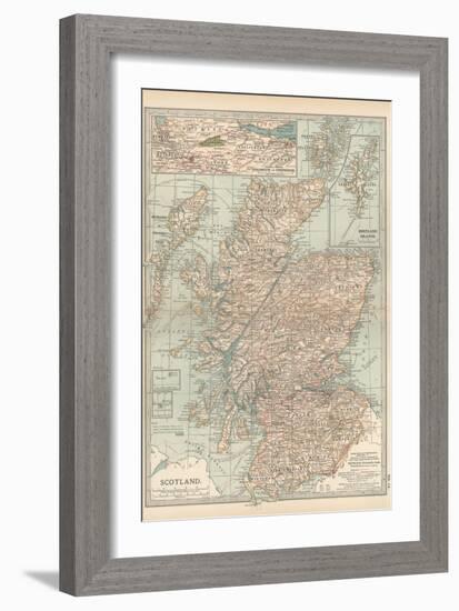 Map of Scotland. Insets of the Shetland Islands and the Territory Between Glasgow and Edinburgh-Encyclopaedia Britannica-Framed Premium Giclee Print