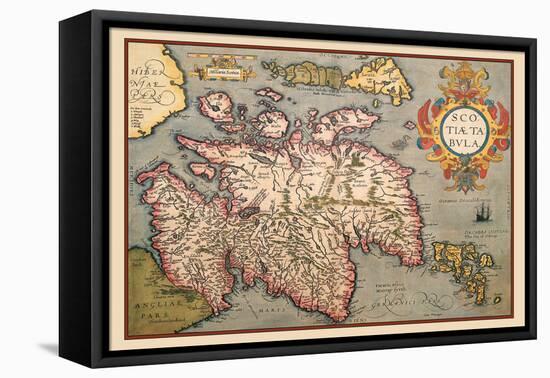 Map of Scotland-Abraham Ortelius-Framed Stretched Canvas