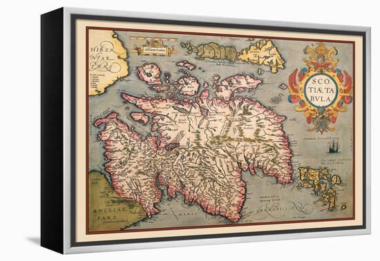 Map of Scotland-Abraham Ortelius-Framed Stretched Canvas