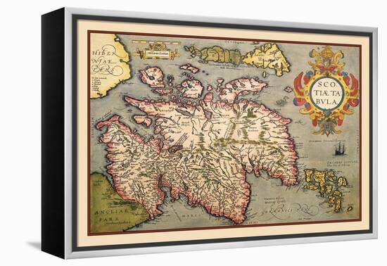 Map of Scotland-Abraham Ortelius-Framed Stretched Canvas