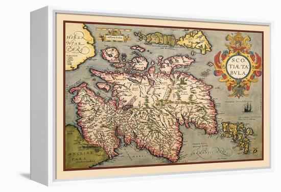 Map of Scotland-Abraham Ortelius-Framed Stretched Canvas