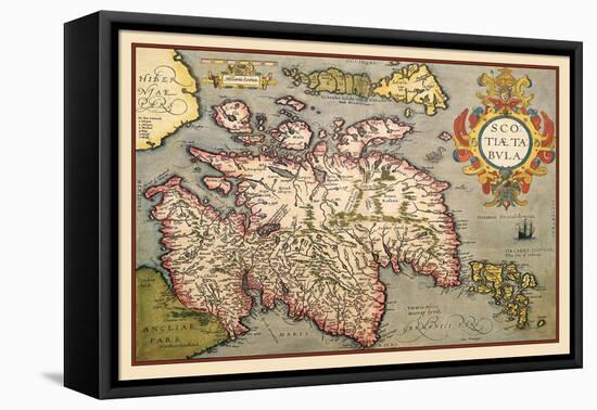 Map of Scotland-Abraham Ortelius-Framed Stretched Canvas