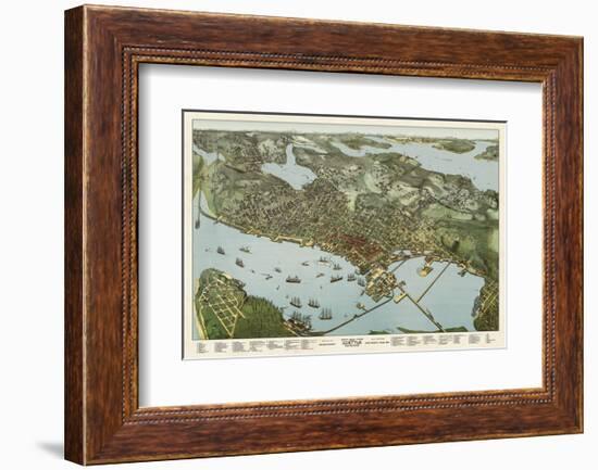 Map of Seattle, Washington, 1891-A^ Koch-Framed Art Print