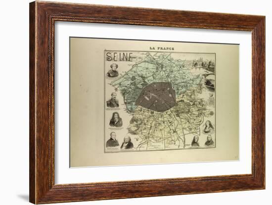 Map of Seine 1896, France-null-Framed Giclee Print