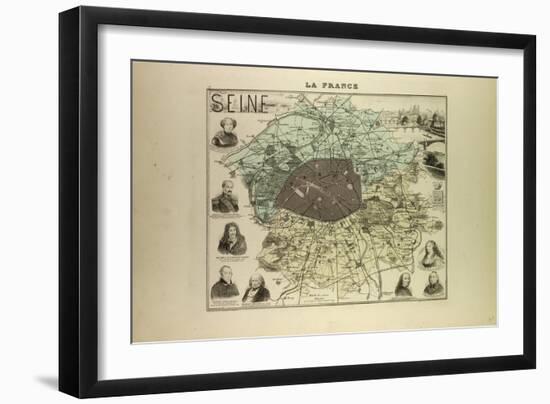 Map of Seine 1896, France-null-Framed Giclee Print