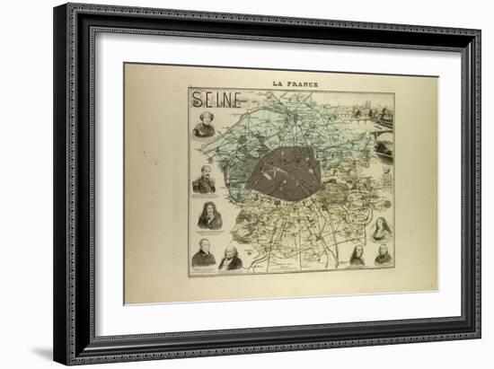 Map of Seine 1896, France-null-Framed Giclee Print