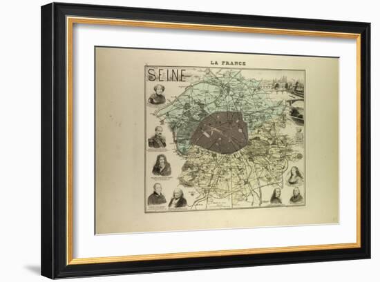 Map of Seine 1896, France-null-Framed Giclee Print