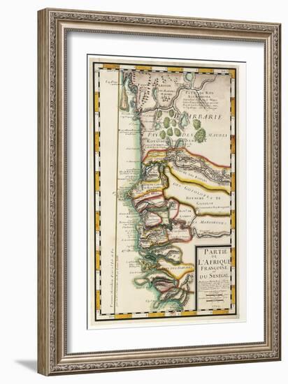 Map of Senegal, Mauritania and Gambia, 1729-null-Framed Giclee Print