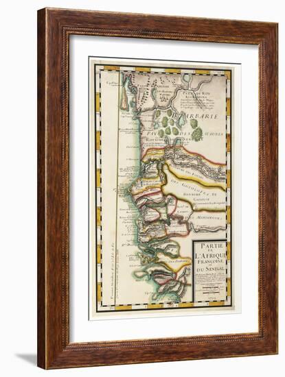 Map of Senegal, Mauritania and Gambia, 1729-null-Framed Giclee Print