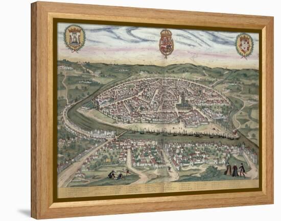 Map of Seville, from Civitates Orbis Terrarum by Georg Braun-Joris Hoefnagel-Framed Premier Image Canvas