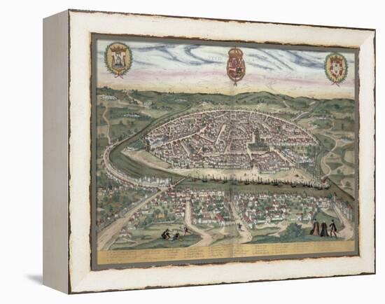 Map of Seville, from Civitates Orbis Terrarum by Georg Braun-Joris Hoefnagel-Framed Premier Image Canvas