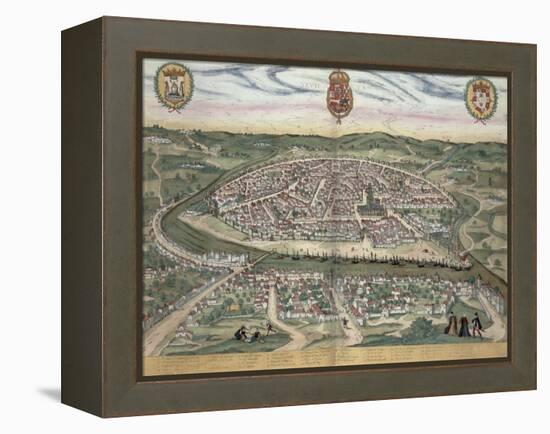 Map of Seville, from Civitates Orbis Terrarum by Georg Braun-Joris Hoefnagel-Framed Premier Image Canvas