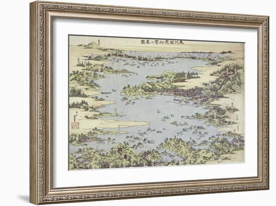 Map of Shogama and Matsushima in Oshu-Katsushika Hokusai-Framed Giclee Print