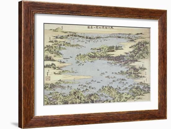 Map of Shogama and Matsushima in Oshu-Katsushika Hokusai-Framed Giclee Print