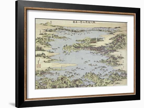 Map of Shogama and Matsushima in Oshu-Katsushika Hokusai-Framed Giclee Print