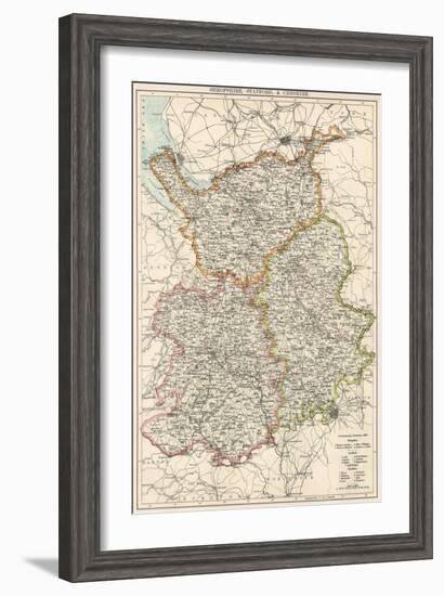 Map of Shropshire, Staffordshire, and Cheshire, England, 1870s-null-Framed Giclee Print