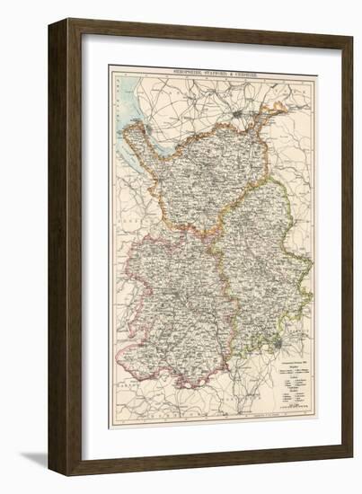 Map of Shropshire, Staffordshire, and Cheshire, England, 1870s-null-Framed Giclee Print