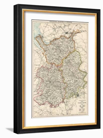 Map of Shropshire, Staffordshire, and Cheshire, England, 1870s-null-Framed Giclee Print