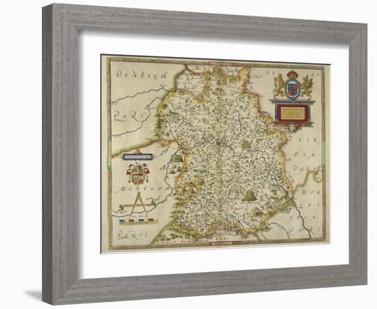 Map Of Shropshire-Christopher Saxton-Framed Giclee Print