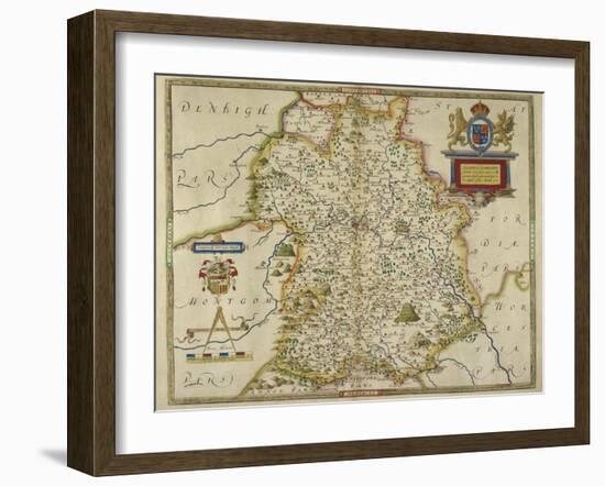 Map Of Shropshire-Christopher Saxton-Framed Giclee Print