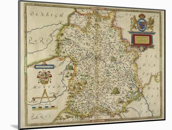 Map Of Shropshire-Christopher Saxton-Mounted Giclee Print