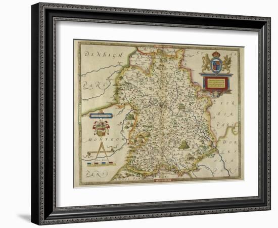 Map Of Shropshire-Christopher Saxton-Framed Giclee Print