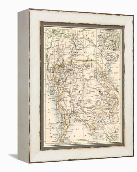 Map of Siam and the Independent Shan States, 1870s-null-Framed Premier Image Canvas