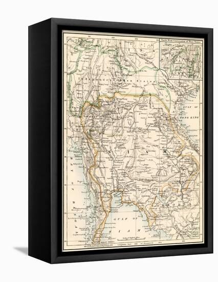 Map of Siam and the Independent Shan States, 1870s-null-Framed Premier Image Canvas