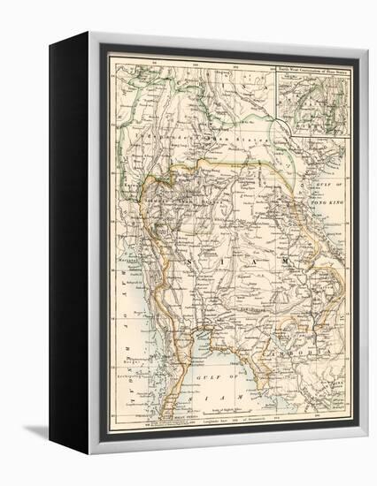 Map of Siam and the Independent Shan States, 1870s-null-Framed Premier Image Canvas