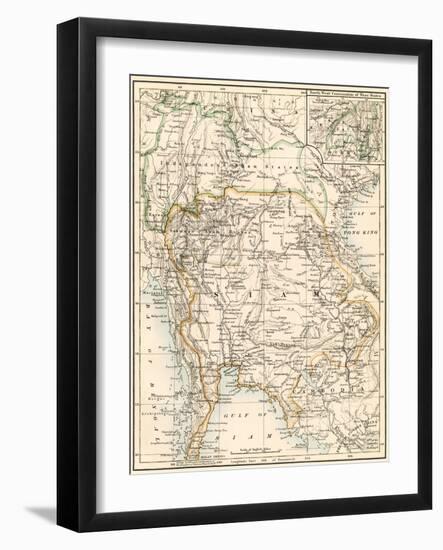 Map of Siam and the Independent Shan States, 1870s-null-Framed Giclee Print