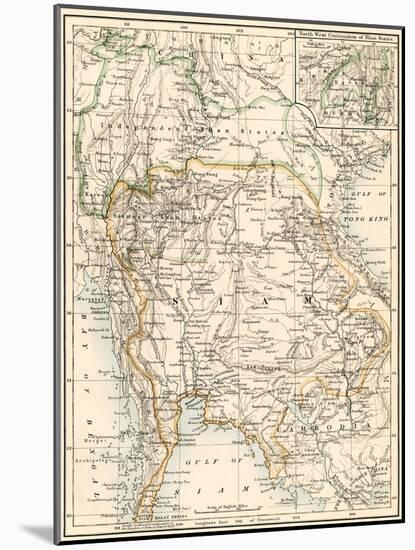 Map of Siam and the Independent Shan States, 1870s-null-Mounted Giclee Print