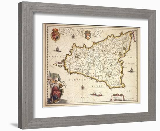 Map of Sicily Region, by Joan Blaeu-null-Framed Giclee Print