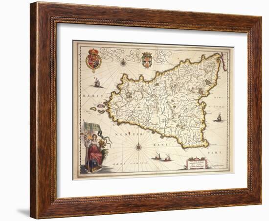 Map of Sicily Region, by Joan Blaeu-null-Framed Giclee Print