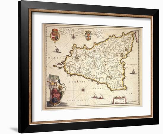 Map of Sicily Region, by Joan Blaeu-null-Framed Giclee Print