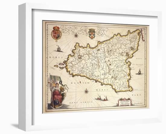 Map of Sicily Region, by Joan Blaeu-null-Framed Giclee Print