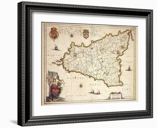 Map of Sicily Region, by Joan Blaeu-null-Framed Giclee Print