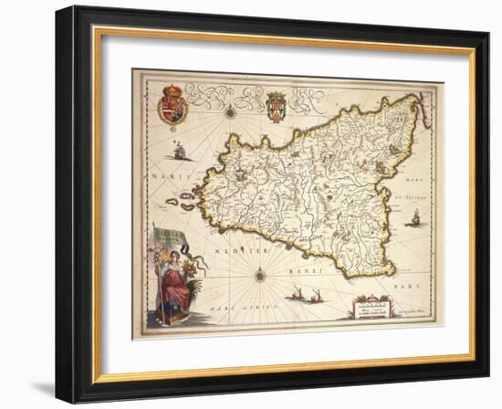 Map of Sicily Region, by Joan Blaeu-null-Framed Giclee Print