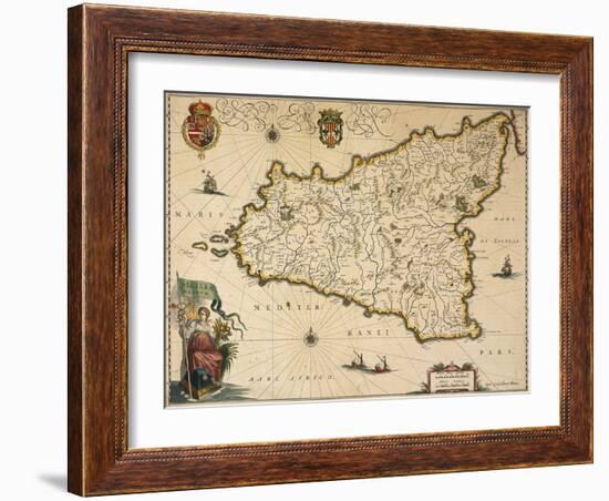 Map of Sicily-Willem Janszoon Blaeu-Framed Giclee Print